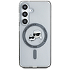 Karl Lagerfeld kitűző Karl & Choupette fejek nyomtatott logóval MagSafe Samsung Galaxy S25 tok fekete