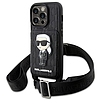 Karl Lagerfeld KLHCP14LCSAKHPKK iPhone 14 Pro 6.1" keményház fekete/fekete Crossbody Saffiano Monogram Ikonik