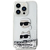 Karl Lagerfeld KLHCP14XLDHKCNS tok iPhone 14 Pro Max 6,7"-hez - ezüst Liquid Glitter Karl&Choupette fejek