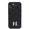 Karl Lagerfeld KLHCP15SPKLPKLK iPhone 15 / 14 / 13 6.1" fekete/fekete keménytok Bőr Monogram Hot Stamp Fém Logóval