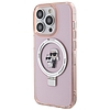 Karl Lagerfeld KLHMP15LHMRSKCP iPhone 15 Pro 6,1" rózsaszín/rózsaszín keményházas gyűrűs állvány Karl&Choupette MagSafe