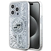 Karl Lagerfeld Liquid Glitter Karl & Choupette Head Magsafe iPhone 15 Pro tok - átlátszó