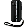 Karl Lagerfeld Saffiano Athleisure Stripes zsinóros iPhone 15 tok - rózsaszín