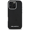 Karl Lagerfeld Saffiano teljes felületre csomagolt, hosszúkás, fém logós MagSafe tok iPhone 16 Pro Maxhoz, fekete