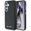 Karl Lagerfeld Saffiano teljes felületű, hosszúkás, fém logós MagSafe tok Samsung Galaxy S25+ készülékhez, fekete