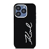 Karl Lagerfeld Silicone Metal Script Logo tok iPhone 15 Pro-hoz - fekete