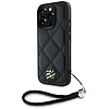 Karl Lagerfeld steppelt, kezdőbetűs logóval és láncpántos iPhone 16 Pro Max tok - fekete