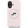 Karl Lagerfeld szilikon dupla fejű és kör alakú MagSafe tok iPhone 16-hoz, rózsaszín