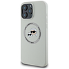 Karl Lagerfeld szilikon dupla fejű és kör alakú MagSafe tok iPhone 16 Pro Max-hoz bézs