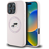 Karl Lagerfeld szilikon dupla fejű és kör alakú MagSafe tok iPhone 16 Próhoz, rózsaszín