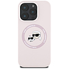 Karl Lagerfeld szilikon dupla fejű és kör alakú MagSafe tok iPhone 16 Próhoz, rózsaszín