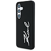 Karl Lagerfeld szilikon fém tok, aláírás logóval, Samsung Galaxy S25 fekete
