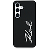 Karl Lagerfeld szilikon fém tok, aláírás logóval, Samsung Galaxy S25 fekete