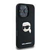 Karl Lagerfeld szilikon Karl fejpántos MagSafe tok iPhone 16 Pro Maxhoz, fekete