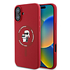 Karl Lagerfeld szilikon Karl&Choupette Heads Ring MagSafe tok iPhone 16 Plushoz, piros