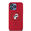 Karl Lagerfeld szilikon Karl&Choupette Ring MagSafe tok iPhone 15 Pro Maxhoz - piros
