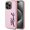 Karl Lagerfeld Wrinkled Metal Signature iPhone 15 Pro Max tok - rózsaszín