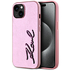 Karl Lagerfeld Wrinkled Metal Signature iPhone 15 tok - Rózsaszín