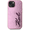 Karl Lagerfeld Wrinkled Metal Signature iPhone 15 tok - Rózsaszín