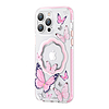 Kingxbar Butterfly Series mágneses tok iPhone 14 Plus MagSafe tokhoz pillangós rózsaszínnel