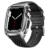 Kingxbar CYF148 2 az 1-ben masszív tok Apple Watch SE-hez, 6, 5, 4 (44 mm) rozsdamentes acél szíjjal ezüst