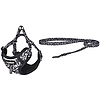 Kutyasétáltató póráz 1,5 m+hám kutyának fekete-fehér (DOG SET BLACK)
