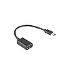 LANBERG USB-C(M) 2.0->USB-A(F) ADAPTER KÁBEL 15CM OTG FEKETE