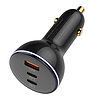 LDNIO C102 autós töltő, USB + 2x USB-C, 160 W + USB - Lightning kábel, fekete (C102 Lightning)