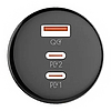 LDNIO C102 autós töltő, USB + 2x USB-C, 160 W + USB - Lightning kábel, fekete (C102 Lightning)