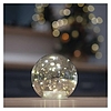 LED karácsonyi üveggömb - arany, 15 cm, 3x AA, beltéri, meleg fehér, időzítő