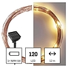 LED nano lánc napelemmel, réz, 12 m, kültéri és beltéri, meleg fehér, időzítő (D3ZW01)