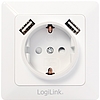 LogiLink 2-Port USB wall outlet with 1x safety socket (PA0162)