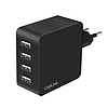 Logilink 4 portos USB fali töltő, 4x USB-A, 24 W, fekete