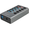 Logilink USB 3.2 Gen 1 hub, 4+1 port, kapcsolóval minden porthoz, alumínium, szürke (UA0386)