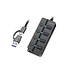 Logilink USB 3.2 Gen1 Hub, 4 port, be-/kikapcsoló, fekete