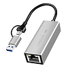 Logilink USB-A/-C 2,5G Ethernet hálózati adapter, szürke