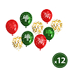 Lufi szett - piros, zöld, arany, karácsonyi motívumokkal - 12 db / csomag (58754)