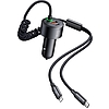 Mcdodo CC-0370 autós töltő, USB-C, Lightning, 120 W, visszahúzható kábelek