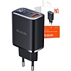 Mcdodo CH-2180 2xUSB-C + USB-A, 30 W-os hálózati töltő kijelzővel (fekete)