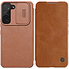 Nillkin Qin Leather Pro Case Case tok Samsung Galaxy S22 + (S22 Plus) fényképezőgéphez, védőtok, tok borító, barna