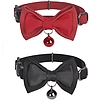 Nyakörv szett Dogness macskáknak 2 db Valódi bőr piros/szálas fekete (COLLAR RED)