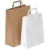 Nyomatlan papír szalagfüles táska, barna, 32,5x13x43cm, nátron, 80g, 100db/csomag