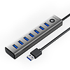Orico CL7U-U3 elosztó 7x USB-A 3.0 + USB-C 5V/3A 1m - szürke