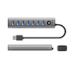Orico CL7U-U3 elosztó 7x USB-A 3.0 + USB-C 5V/3A 1m - szürke