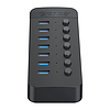 Orico CT2U3-7AB 7x USB-A 3.0 Hub kapcsolókkal - fekete