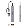 Orico YSA8-U3 USB-A/USB-C Hub Dokkolóállomás 3x USB-A 2.0 + 1x USB-A 3.0 + 1x USB-C 2.0 + 1x 3,5 mm-es Audio + 2x TF&SD - Szürke