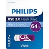 Pendrive 64GB Philips Vivid USB 2.0 lila, kihajtós FM64FD05B / PH667049