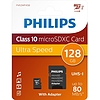 Philips Micro SDXC Memóriakártya128GB Class 10 UHS-I U1 Adapter (PH666998)