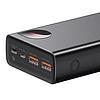 Powerbank Baseus Adaman Metal 20000mAh, PD, QC 3.0, 65W, 2xUSB + USB-C + micro USB,1) fekete (PPIMDA-D01)