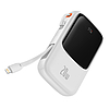Powerbank Baseus Qpow PRO kábellel, USB-C, 2xUSB, 10000mAh, 20W, fehér (PPQD060002)
